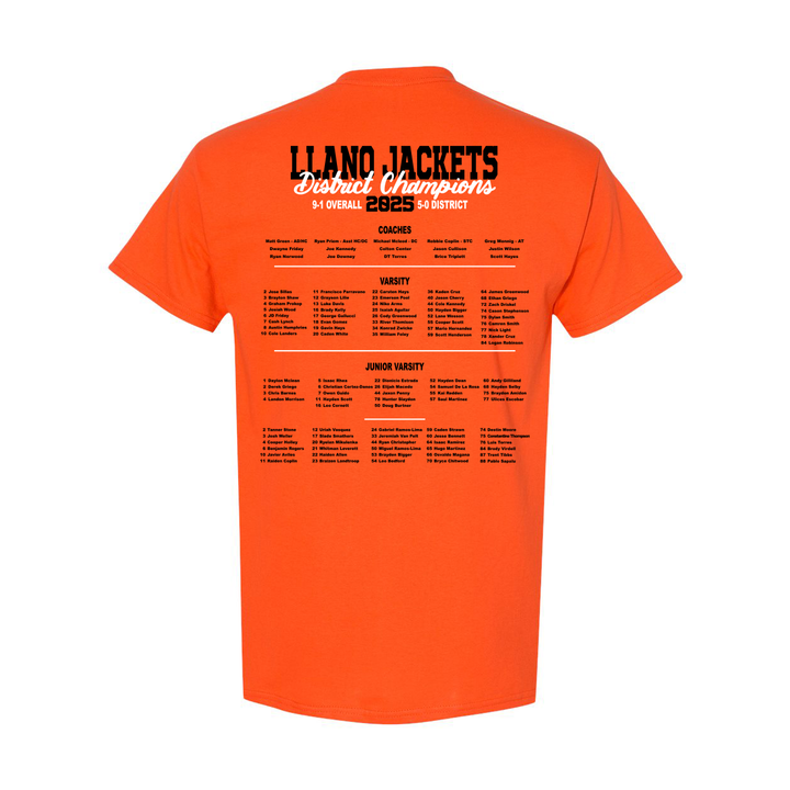 Llano Yellow Jackets 2025 Football District Champs Cotton Shirt